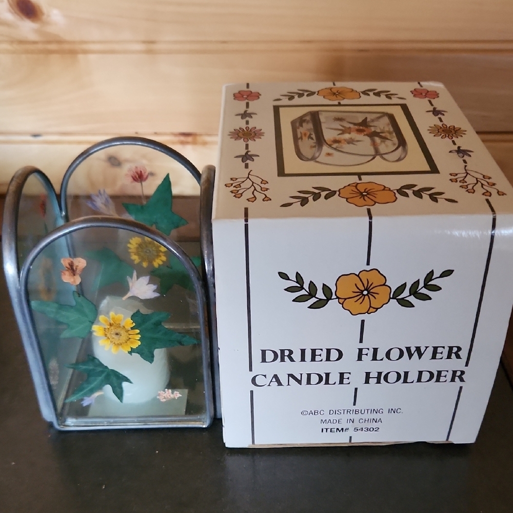 Final Price/Gray and Yellow Candle Holder with Frosted Glass Accents NIB